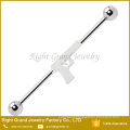 Body Jewelry Stainless Steel Gun Industrial Barbell Gold Plated For Ear